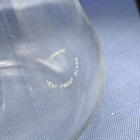 Vtg MCM Corning Ware Small Heat Proof Glass Coffee Carafe Tea Pot 2 Cups Clear - Picture 4 of 12